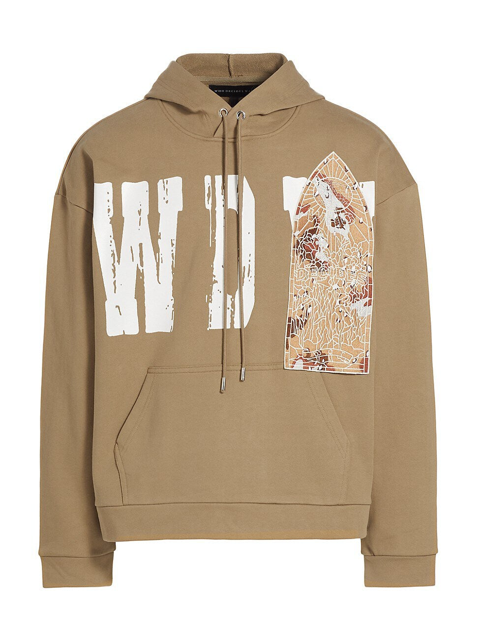 WHO DECIDES WAR Men's Patchwork Logo Hoodie In Beige Medium