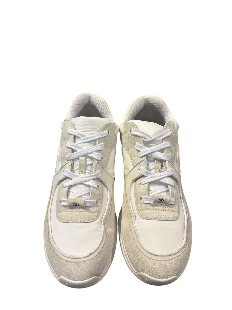 **USED**. CHANEL CC SUEDE RUNNER SNEAKER