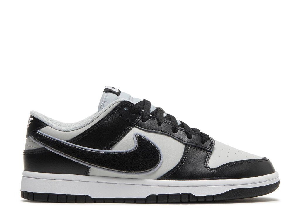 NIKE DUNK LOW RETRO CHENILLE SWOOSH BLACK GREY FOG