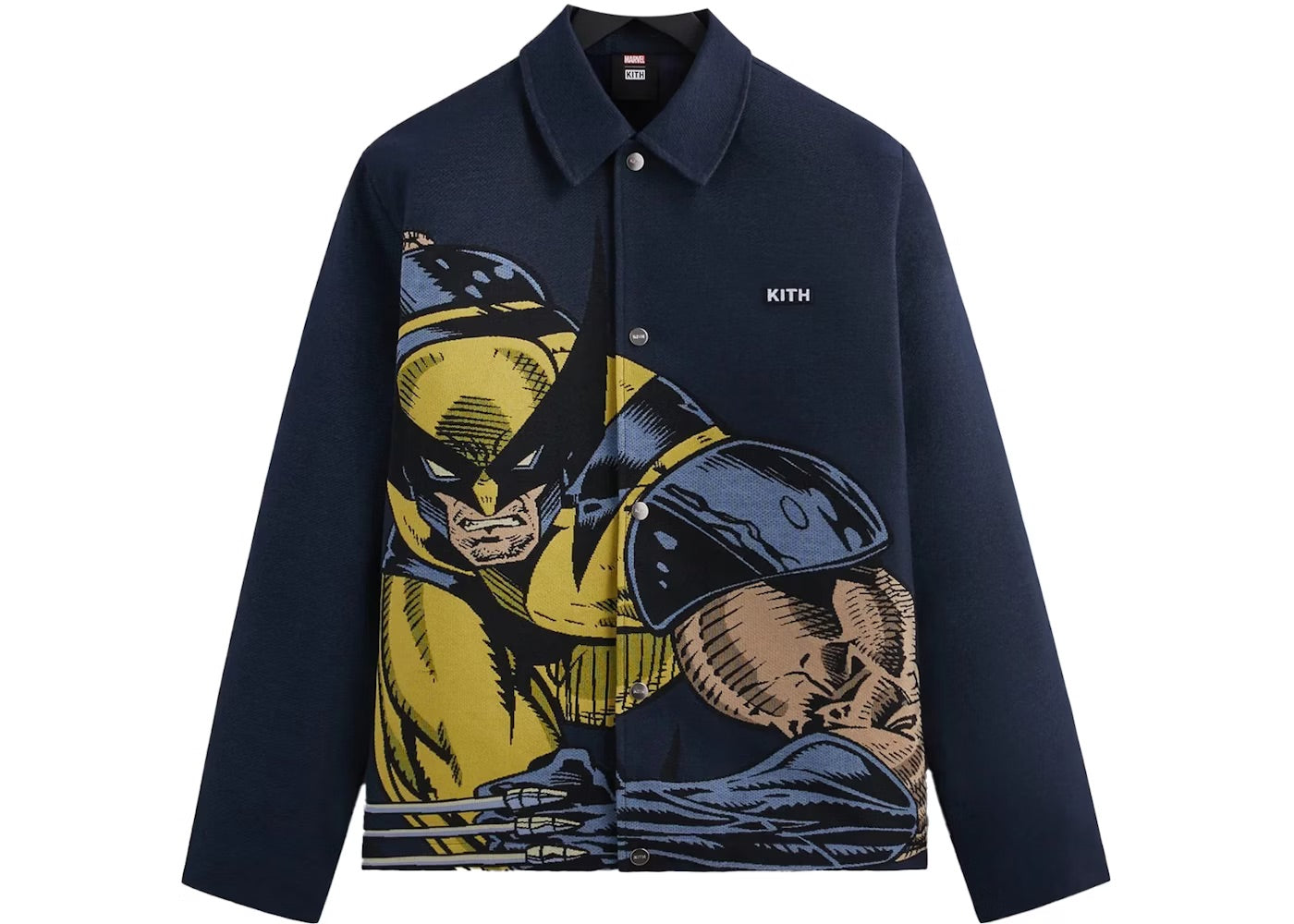 KITH x Marvel x Wolverine Tapestry Coaches Jacket in Navy Large