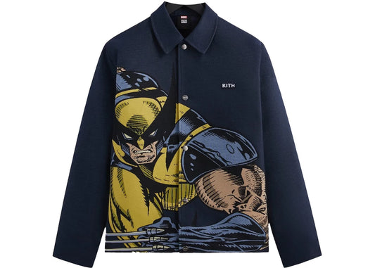 KITH x Marvel x Wolverine Tapestry Coaches Jacket in Navy Large